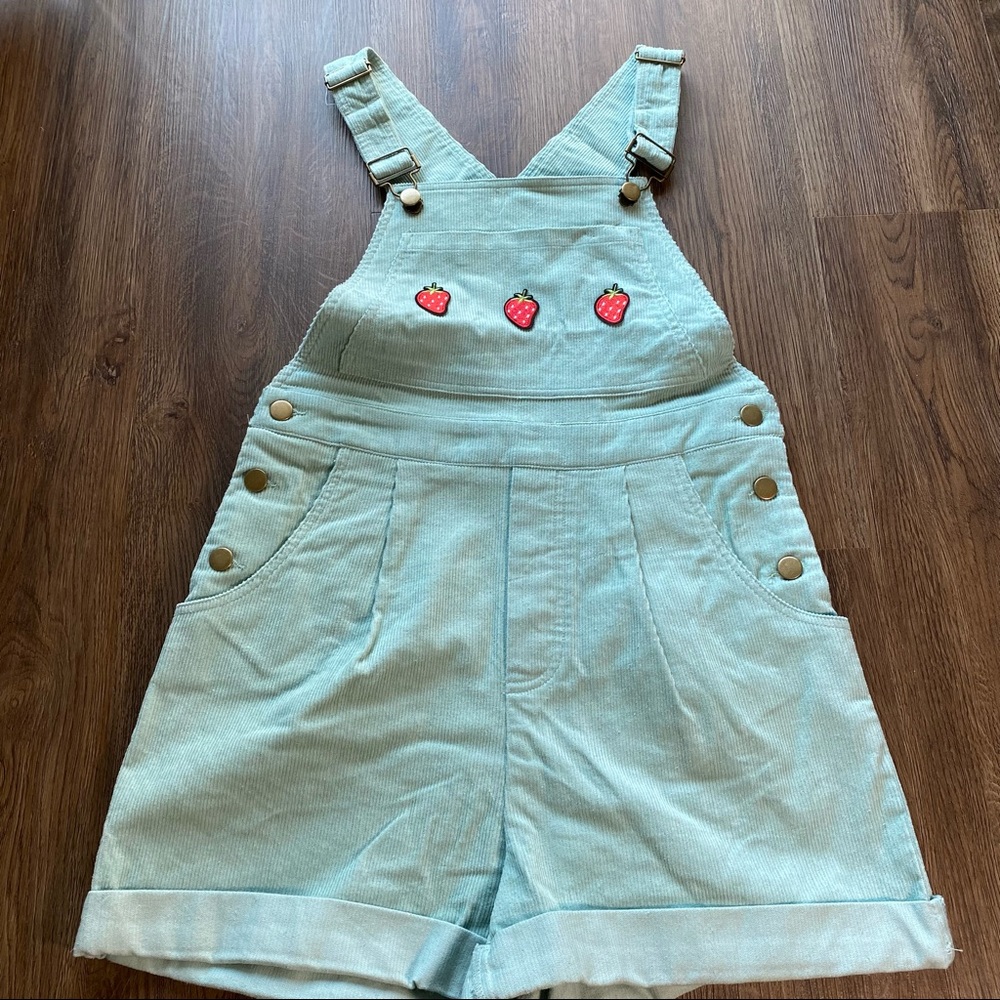💚🍓 Mint Green Strawberry Corduroy Overalls 🍓💚